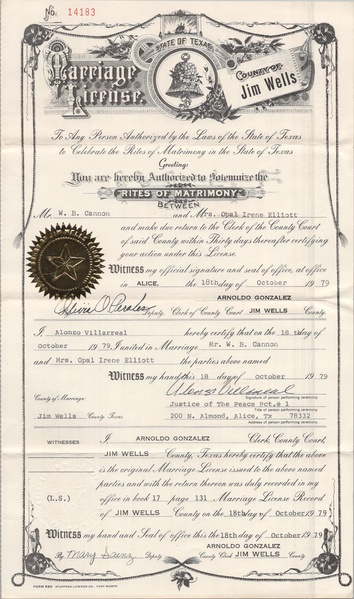 File:D204 Opal Elliott and WB Cannon Marriage License.pdf