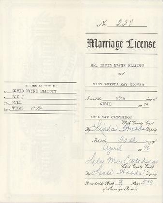 File:D112 David Elliott Brenda Glover Marriage License 26 Apr 1974.pdf